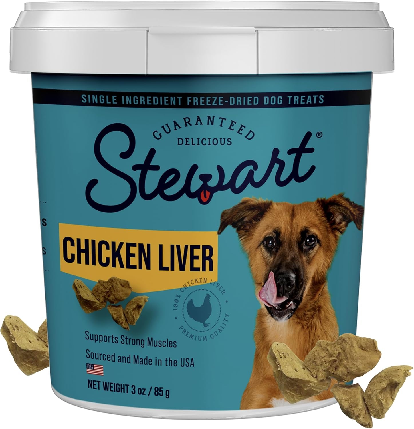 Single Ingredient Freeze Dried Raw Dog Treats, Chicken Liver, 1.5 Ounce, Approx. 25 Pieces per Resealable Tub, Training Treats or Meal Topper, High Protein, Grain Free, Gluten Free