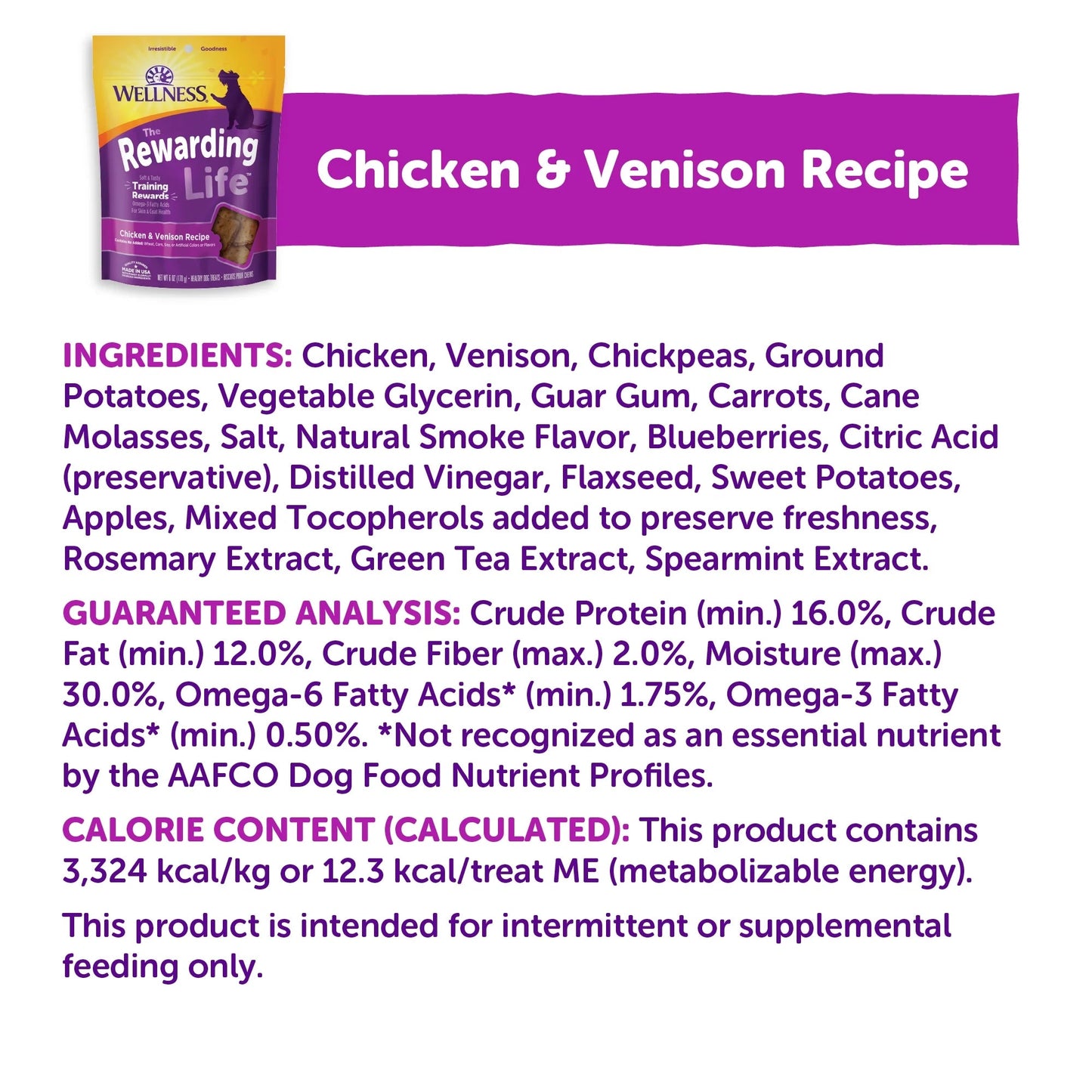 Rewarding Life Dog Treats, Natural, Training Treat, Grain Free, Soft Chicken & Venison (6 Ounce Bag)