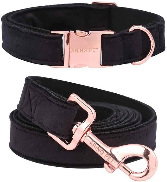 Dog Collar and Leash, Velvet Dog Collar and Leash Set, Soft & Comfy, Adjustable Collars for Dogs