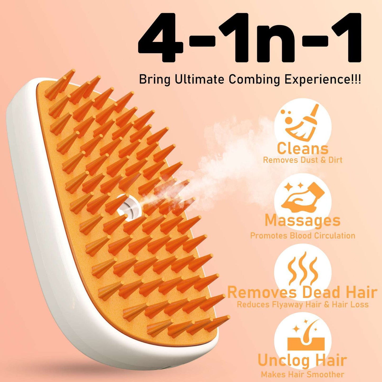 4 in 1 Cat Steam Brush, anti Static Shedding Spray Comb, Hair Removal, Mist Indoor Steamy Grooming Brush for Dog, Water Spritz Defur Cepillo, Spa Steamer Cloud Para Gatos
