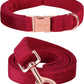 Dog Collar and Leash, Velvet Dog Collar and Leash Set, Soft & Comfy, Adjustable Collars for Dogs