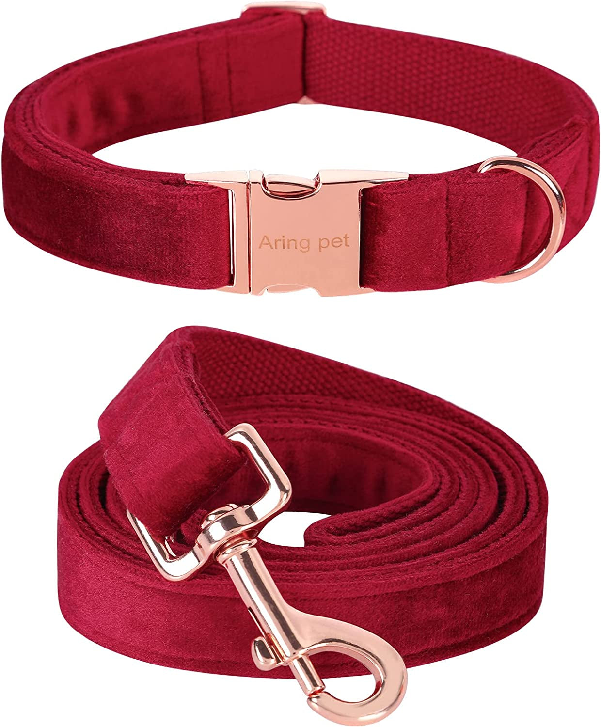 Dog Collar and Leash, Velvet Dog Collar and Leash Set, Soft & Comfy, Adjustable Collars for Dogs