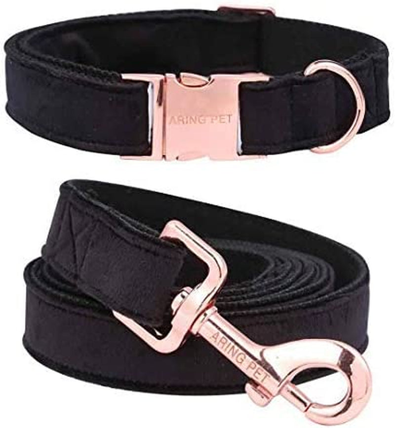 Dog Collar and Leash, Velvet Dog Collar and Leash Set, Soft & Comfy, Adjustable Collars for Dogs