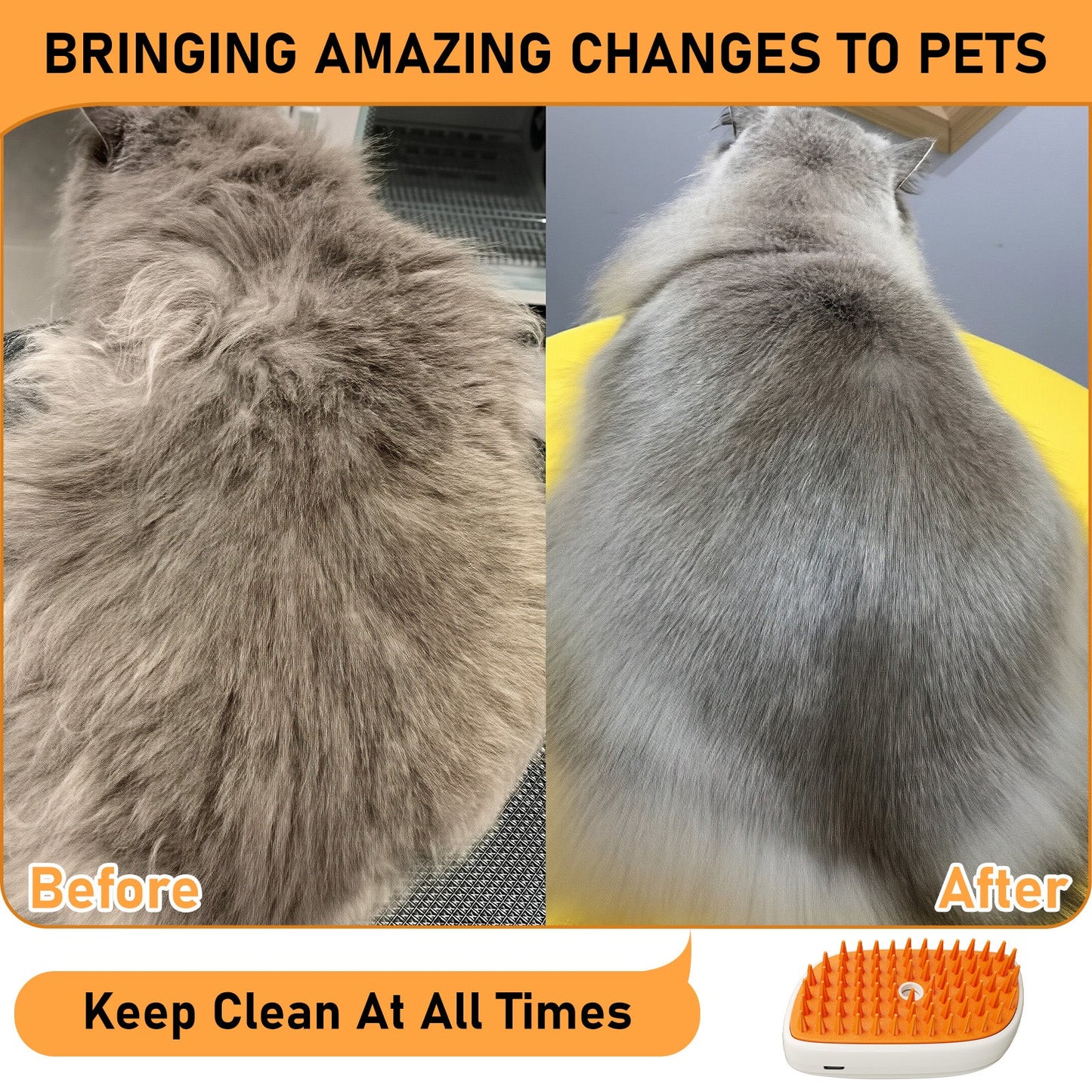 4 in 1 Cat Steam Brush, anti Static Shedding Spray Comb, Hair Removal, Mist Indoor Steamy Grooming Brush for Dog, Water Spritz Defur Cepillo, Spa Steamer Cloud Para Gatos