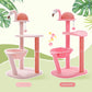 Pink Flamingo Cat Tree Tower, Multi-Level, Scratching Posts, Hammock, Perch, Small to Medium Cats, Toy