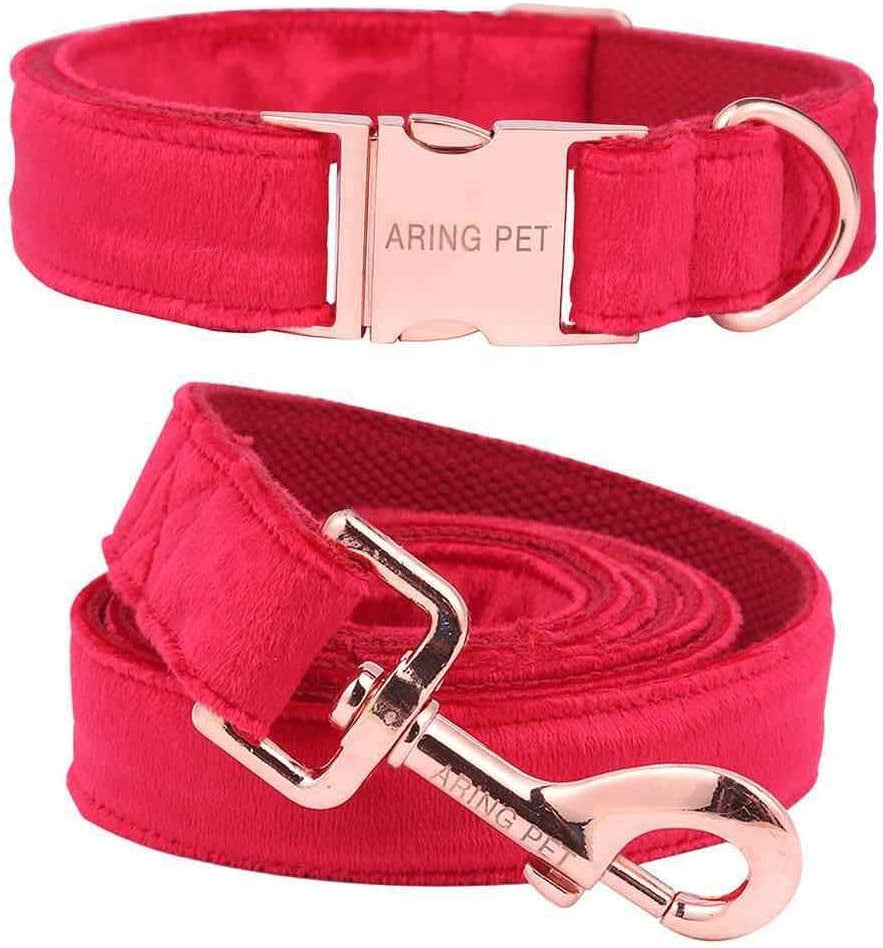 Dog Collar and Leash, Velvet Dog Collar and Leash Set, Soft & Comfy, Adjustable Collars for Dogs