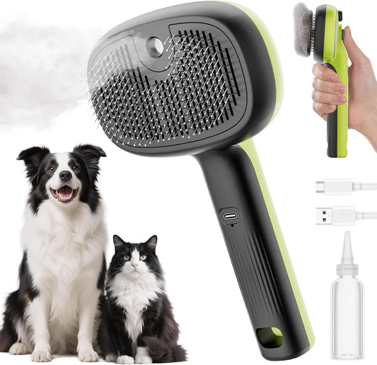 Steam Cat Brush, Self-Cleaning Cat Steam Brush with 2 Water Spray Modes, Large C