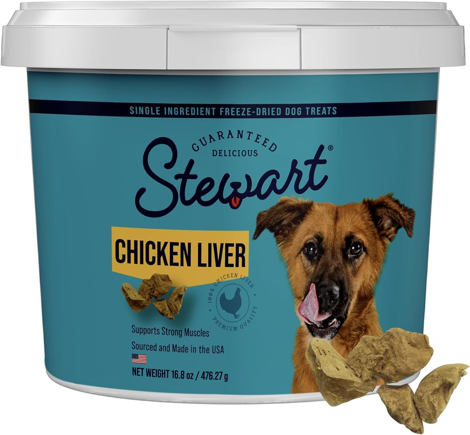 Single Ingredient Freeze Dried Raw Dog Treats, Chicken Liver, 1.5 Ounce, Approx. 25 Pieces per Resealable Tub, Training Treats or Meal Topper, High Protein, Grain Free, Gluten Free