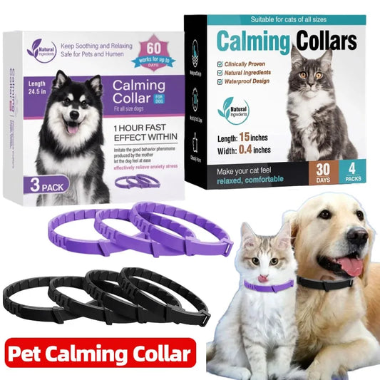 3/4Pcs Cats Dogs Calming Pheromone Collars Pets Relieve Anxiety Adjustable Natural Calm Relax Soothing Collars for Puppy Kitten