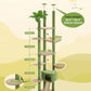 Height 230-252CM Cactus Cat Tree Floor to Ceiling with Green Leaves Tall Tower 7 Tiers Climbing Tree with Cozy Hammocks Condos