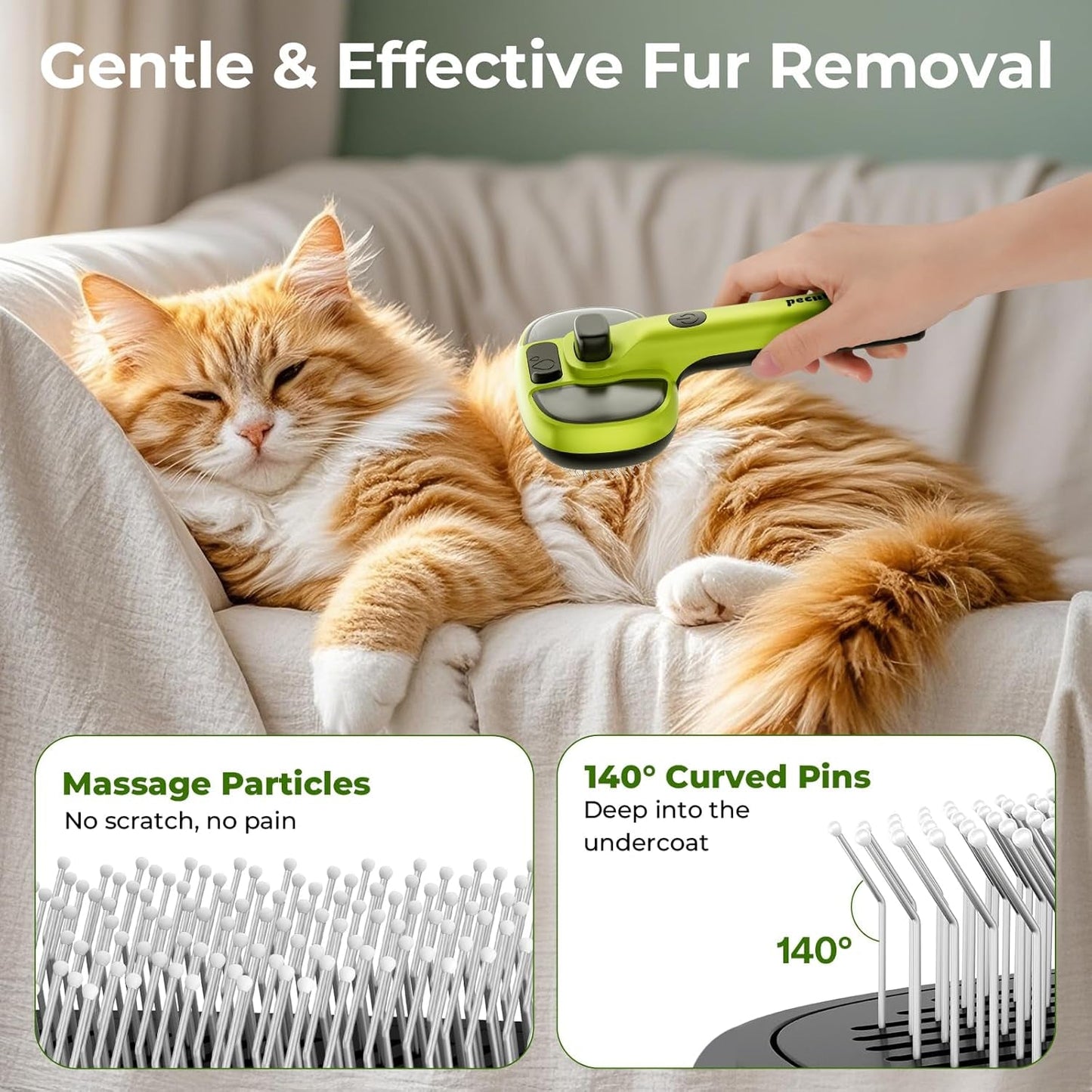 Steam Cat Brush, Self-Cleaning Cat Steam Brush with 2 Water Spray Modes, Large C