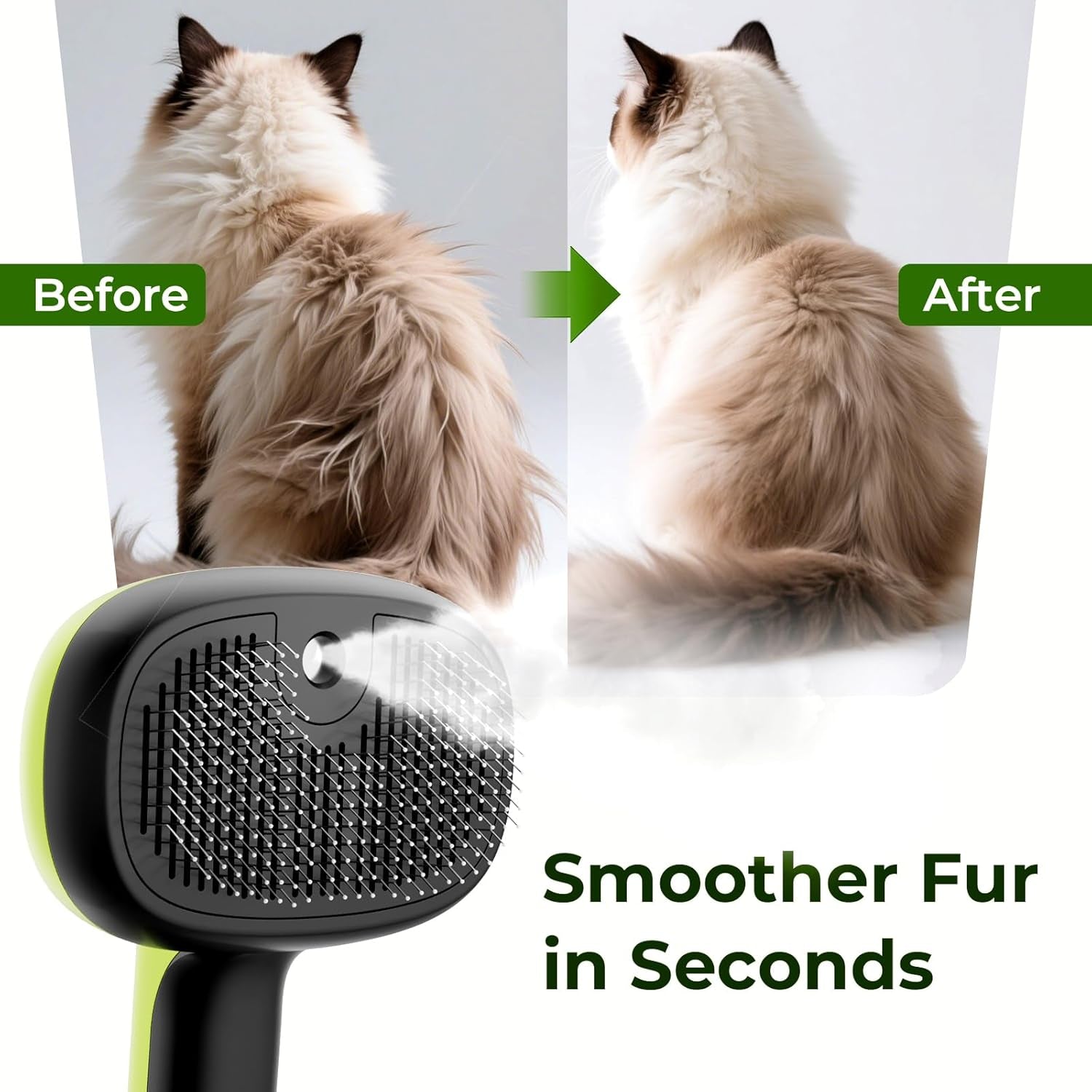 Steam Cat Brush, Self-Cleaning Cat Steam Brush with 2 Water Spray Modes, Large C