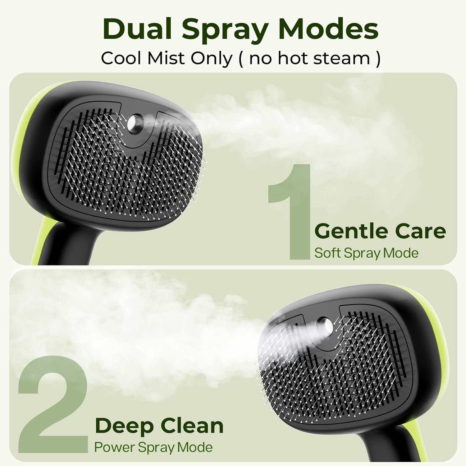 Steam Cat Brush, Self-Cleaning Cat Steam Brush with 2 Water Spray Modes, Large C